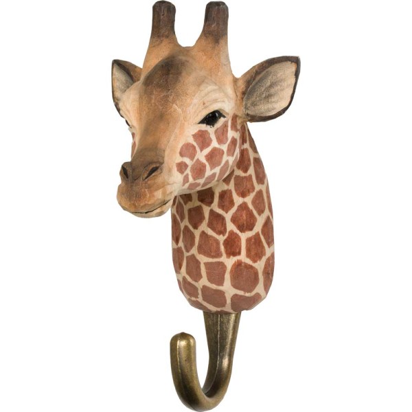 Handgeschnitzter Holzhaken Giraffe